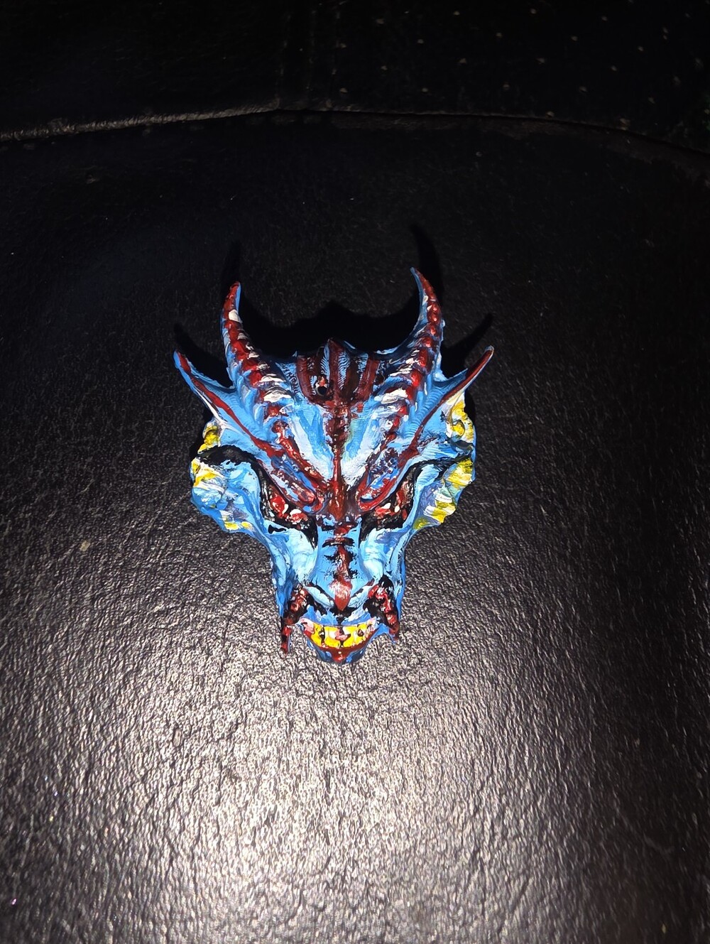 Small 2" Polymer Clay Blue Dragon Head Unisex Broooch